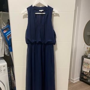Francesca’s navy sleeveless maxi dress. Size M.